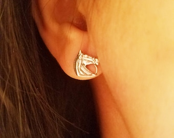 Sterling Silver Horse Head Stud Earrings: Equestrian Jewelry Gift