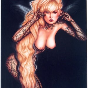 Cartão comemorativo de 1991 com arte de Olivia De Berardinis intitulado Dark Angel