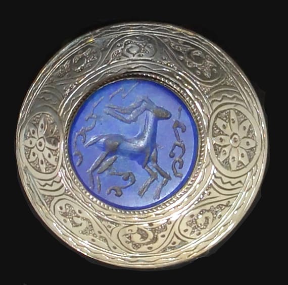 Older Silver Afghan Signet Ring With Turquoise En… - image 1