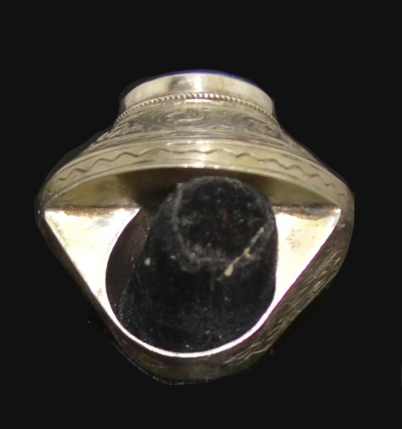 Older Silver Afghan Signet Ring With Turquoise En… - image 3