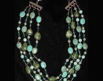 Necklace In Sea Greens And Blues