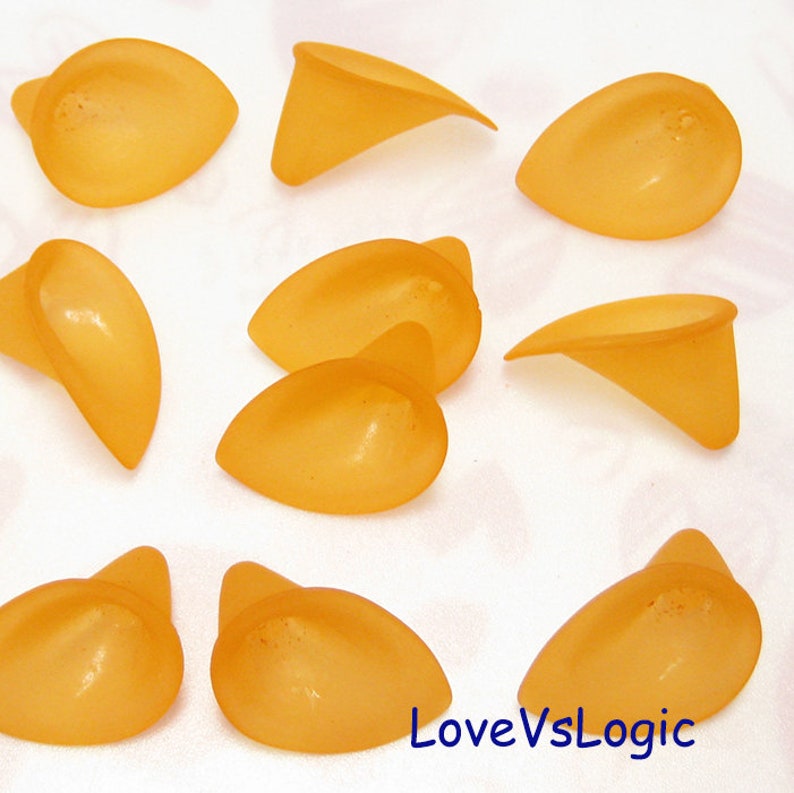 120 Huge Acrylic Calla Lily Flower Beads Matte Dull Dark Orange. Wholesale