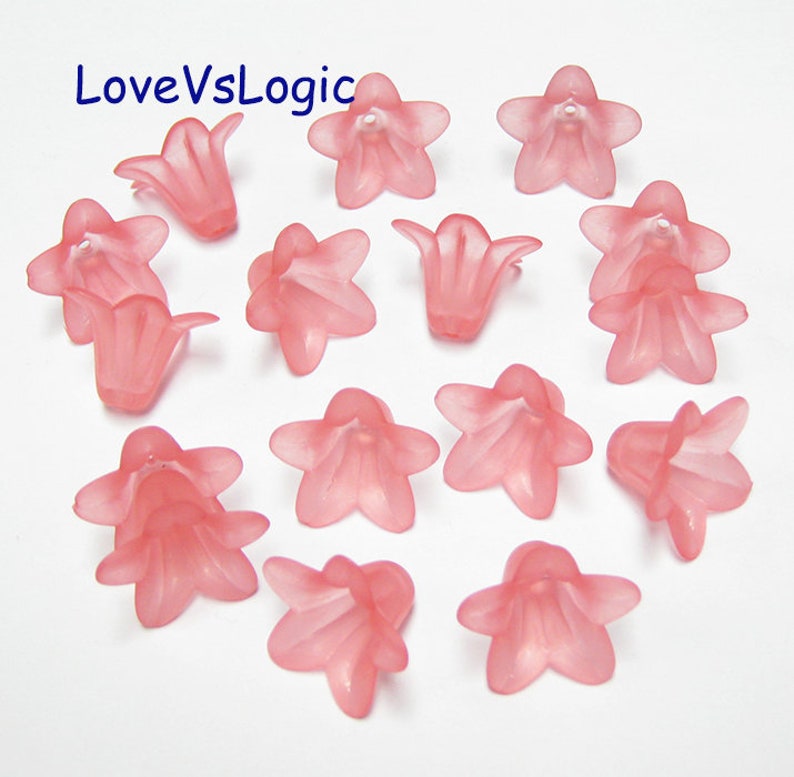 Matte Dull Dark Pink. Wholesale 240 Acrylic Lily Flower Beads