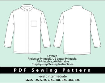 Koksjas heren pdf-naaipatroon | Hoteluniform DIY | Startpagina Afdrukbaar | Direct te downloaden