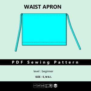 Waist Apron PDF Sewing Pattern | Beginner Sewing