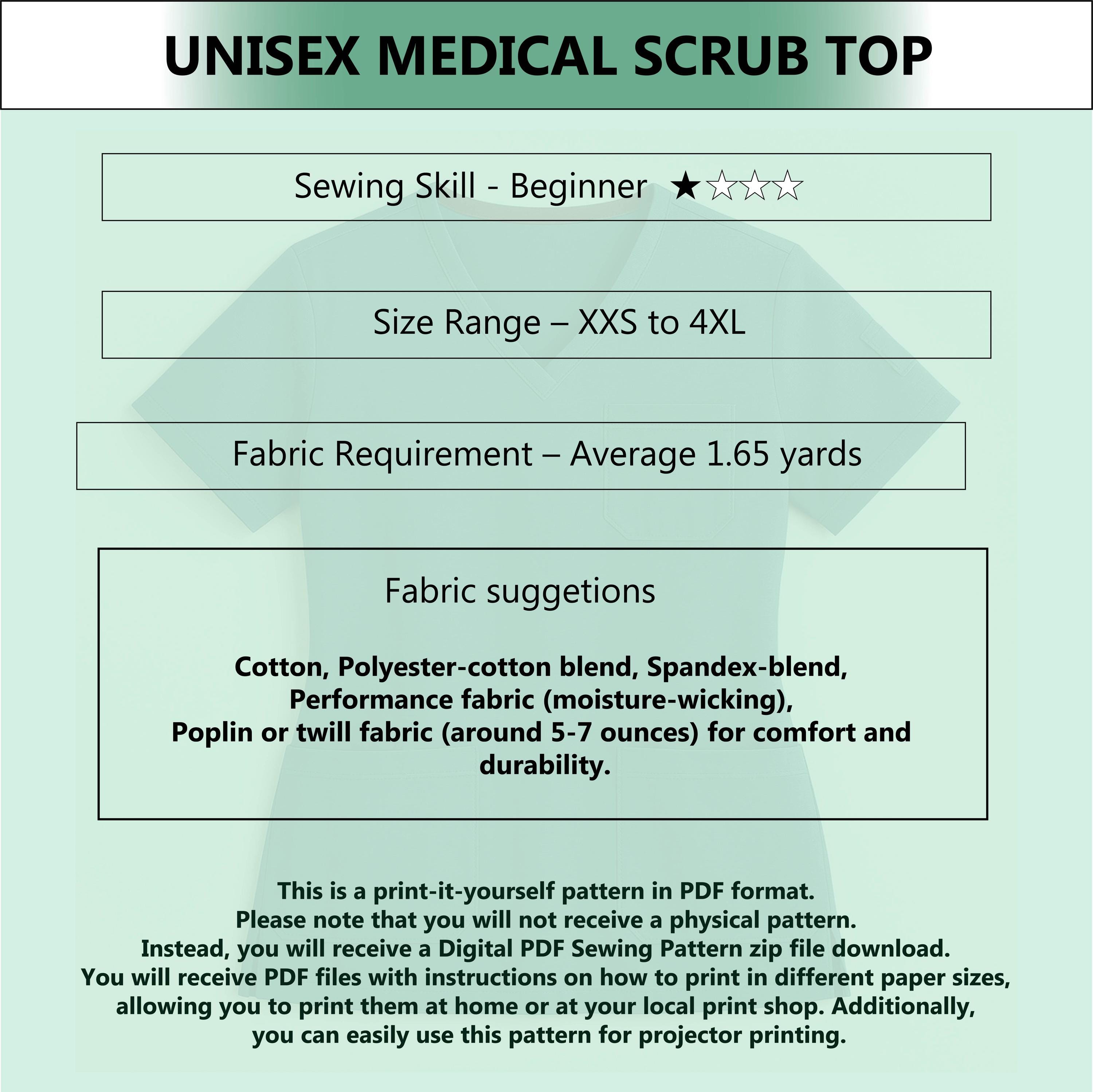 Unisex Medical Scrub Top Sewing Pattern | Easy DIY Nurse Uniform ...