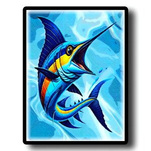 Blue Marlin Wall Art, Swordfish Poster, Ocean Printable, Coastal Decor, Nautical Wall Art, Fishing Gift, Instant Download Art