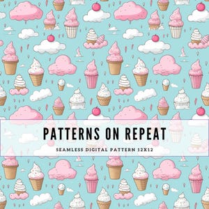 Ice Cream Seamless Repeat Pattern for Fabric Sublimation, Digital Prints, Seamless Pattern