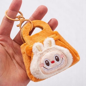 Vilt konijntje monster sleutelhanger, pluche kawaii sleutelhanger, mini portemonnee sleutelhanger, schooltas charme, handgemaakte tas decoratie, tas charme, peuter cadeau