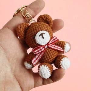 Cute Crochet Beer Keychain, Keychains For Couple, Unique Bag Charm, Trendy Mini Crochet Animal Keychain, Little Friend Gift, Sis Gift