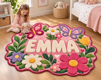 Custom Name 3D Dinosaur Nursery Rug, Personalized Kids Play Carpet (15 Themes), Dinosaur Themed Baby Room Decor, gift for grandkids