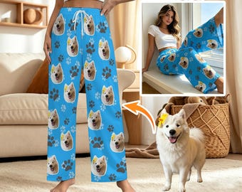 カスタムペットフェイスパジャマパンツ、お父さんお母さんへのパーソナライズされた犬の写真ギフト、カスタムフォトパジャマ、父の日ギフト、パーソナライズされた猫好きギフト