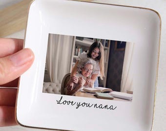 Mothers Day Gift for Mom, Custom Photo Trinket Tray, Custom Ring Dish with Picture, Gift for Grandma, Mom Gift from Daughter, Birthday Gift