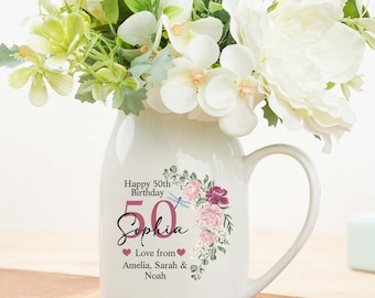 Birthday Gift for Mum, Gift for Nanna, Personalised If nanny's were flowers, Jug Vase, Gift for Mum, Gift for Mom, Grandma, Gift for Her