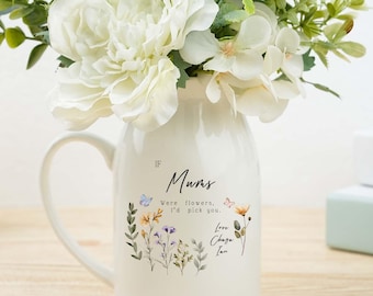 Birthday Gift for Mum, Gift for Nanna, Personalised If nanny's were flowers, Jug Vase, Gift for Mum, Gift for Mom, Grandma, Gift for Her