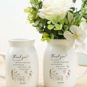 Personalised Mother of the Groom Flower Vase, Custom Mother&#39;s Day Flower Vase for Mother of the Groom, Wedding Gifts, Mom of the Groom Gift