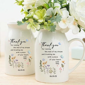 Personalized Wedding Gift For Mother Of The Bride & Groom, Mother&#39;s Day Gift For Mom, Wedding Favor Gifts, Mother of the Bride Ceramic Vase