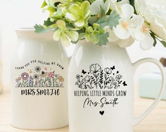 Custom Teachers Flower Vase, Teacher Appreciation Gift, Thank You Teachers Gift,Leaving School Gift,Gift for Teaching Assistant,Teacher Gift