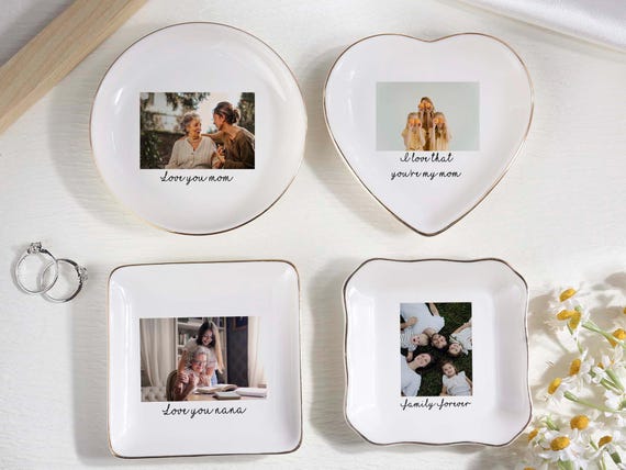 Photo Gifts for Mom Wedding Day, Birthday Gift for Mom Photo Gift, Mom Jewelry Dish, Photo Trinket Dish, Mother of the Bride Photo Gifts