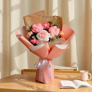 Häkelhaken Rosenstrauß, gestricktes Blumengeschenk für sie, ewiges Blumenarrangement, Valentinstag, Geschenke für Lehrer, Geschenk für Mama