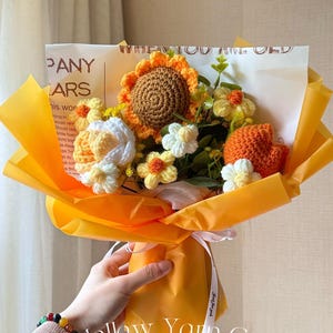 Crochet Flower Bouquet, Mother&#39;s Day gift,sunflower, pink,everlasting, Graduation, Birthday, Friend, Sister,Girlfriend Gift,love,Easter,Wife