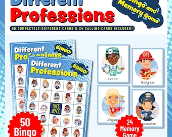 Professions Bingo & Memory Game: Educational Kids Activity (PDF Set