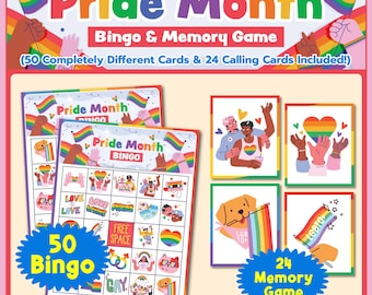 Pride Month Bingo & Memory Game: LGBTQ+ Printable (Digital Download)