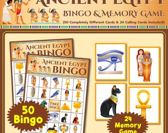 Ancient Egypt Bingo & Memory Game: 50 Printable Cards (PDF)