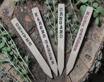 Personalized Polymer Clay Plant Stakes, Custom Herb Garden Markers, Handmade Labels