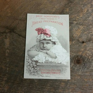 Antique Trade Card Prof. Horsfords Brotzubereitung Backpulver 1800 Viktorianische Werbung Ephemera Litho Vintage Papier Pink Kitchen