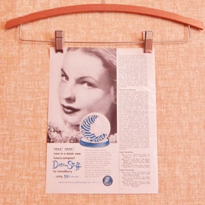 Vintage Fashion Advertising Makeup Vanity 50's Mid Century Paper Ephemera Woodbury Dream Stuff Powder b/w Shasta Cream Shampoo Beauty Ads