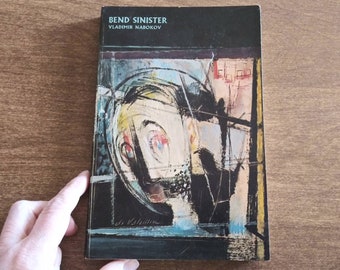 Vintage Book Bend Sinister by Vladimir Nabokov 1947 1964 Dystopian Novel Eerie Mid Century Cover Art Illustration