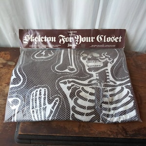 Vintage Skeleton For Your Closet Kit w Neiman Marcus Scented Sachet Heather 1977 Craft Sewing Kit Spooky Halloween Stuffy