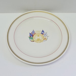 Vintage Texas Centennial Expo Plate Nautilus China USA Du Pont Wonder World of Chemistry 1836 1936 Texas Under Six Flags Dallas Collectible