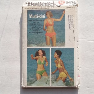 Vintage Pattern Butterick 6674 Multi-Kini Bikini Swimsuit Patterns 70&#39;s Fashion Sewing Fun in the Sun