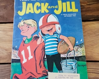 Vintage Magazine Jack and Jill September 1962 Stories Puzzles Space Toss 60's Ephemera Illustration Football Game Cover Oodles of Poodles