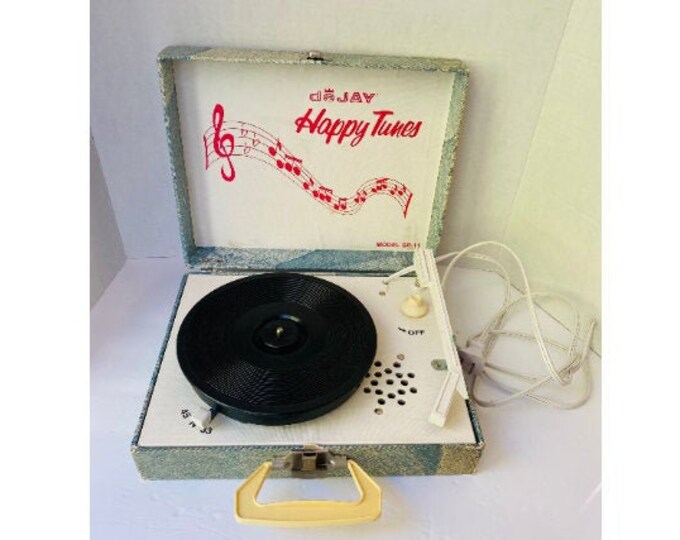 Vintage Dejay Happy Tunes Record Player Model SP11 Works Portable Record Player Turntable
