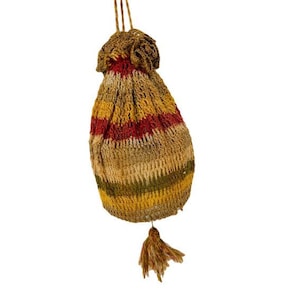 Antiguo bolso de ganchillo cordón de ganchillo borla eduardiana bolso hecho a mano Ecru