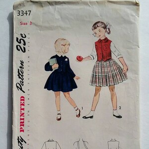 Vintage Kinder-Schnittmuster, Rock und Jacke, 1950er Jahre, Einfachheit 3347, Größe 3