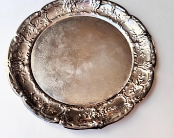 Plateau Ovale Vintage Métal Argenté – 29 X 16 Cm – Décoratif Et Pratique