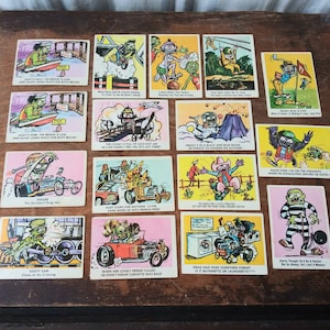 Vintage Weird-ohs Sammelkarten PICK ONE 1966 Crazy Creepy Cartoon Bubble Gum Karte Fleer USA Hawk Modell 60er Mid Century Counter Kultur
