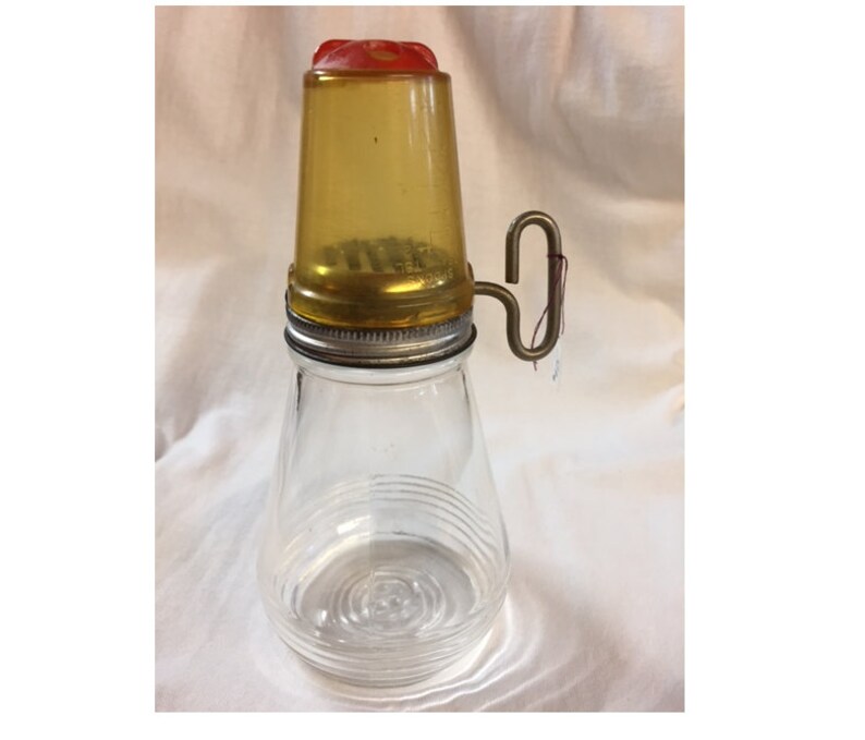 Vintage Glass Nut Grinder W Clear Yellow Measuring Cup Top Etsy