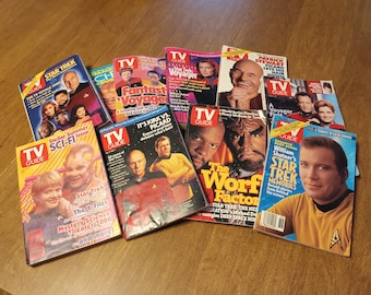 Pick From Vintage TV Guide Magazines Star Trek Ephemera Shatner Kirk Picard Data Starship Enterprise Voyager 60&#39;s - 90&#39;s TV Memorablia