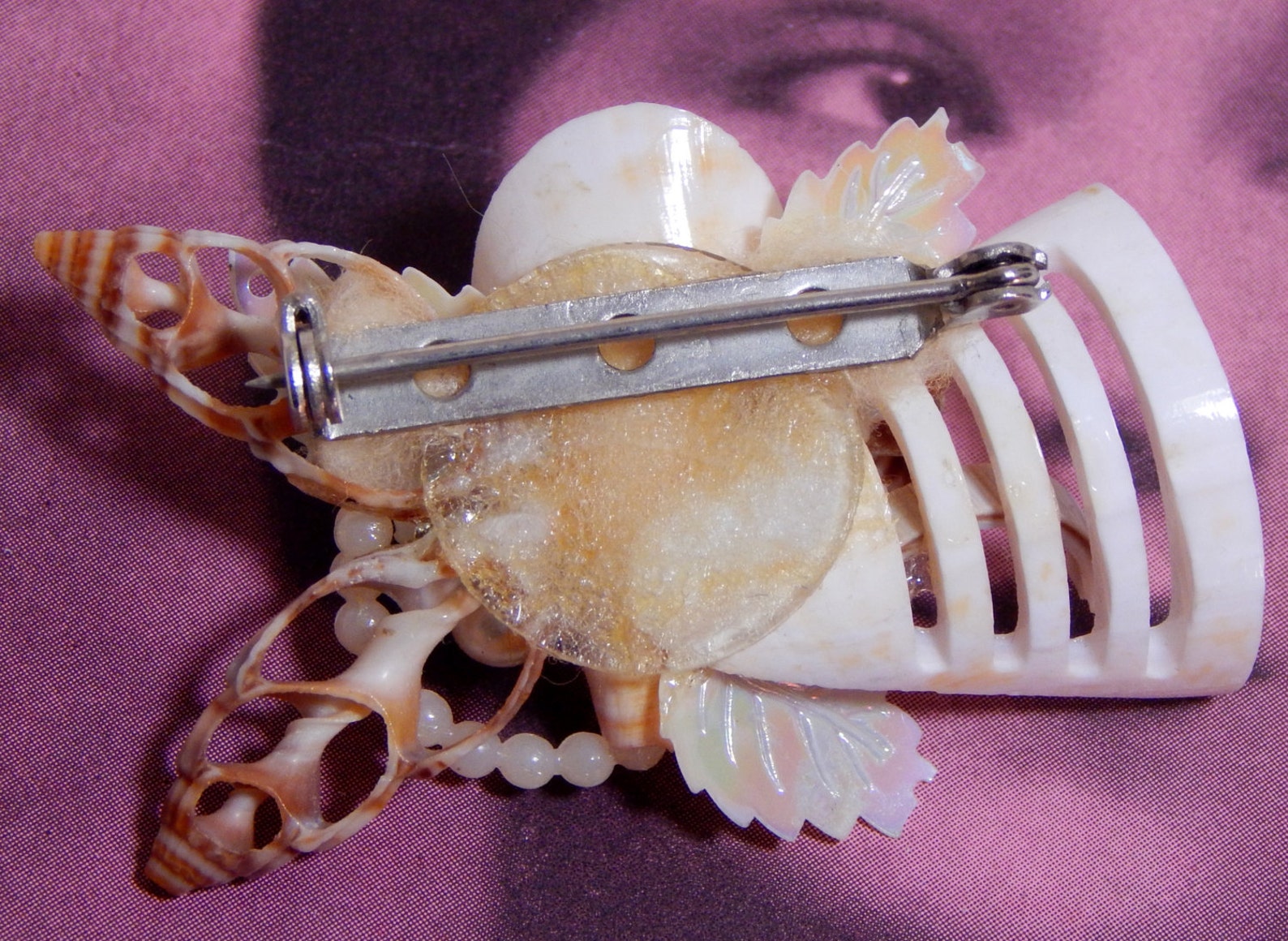 Vintage Brooch Sea Shell Art Pin with Pearls Mid Century | Etsy
