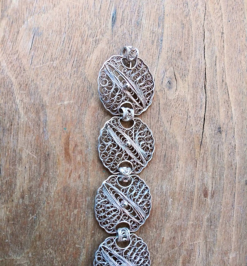 Vintage Silver Cannetille Filigree Disc Bracelet 50/'s 60/'s Mid Century Fashion Jewelry Delicate and Lightweight