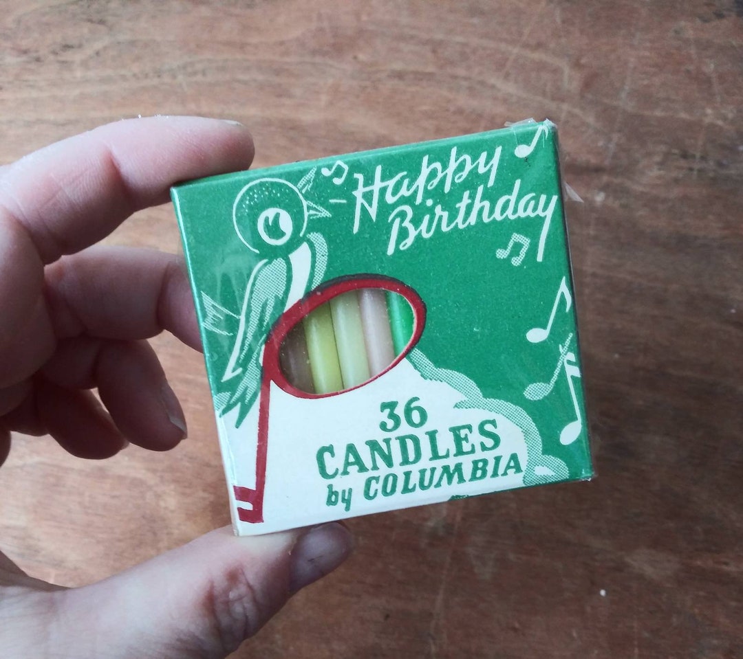 Vintage Happy Birthday Candles by Columbia Wax Works Green Etsy