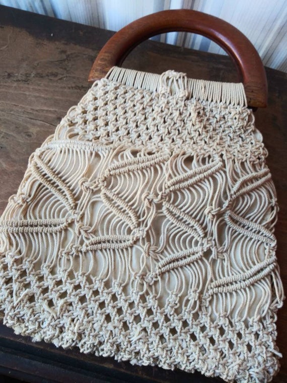 Vintage Macrame Purse Handmade 70's Bohemian Fash… - image 2