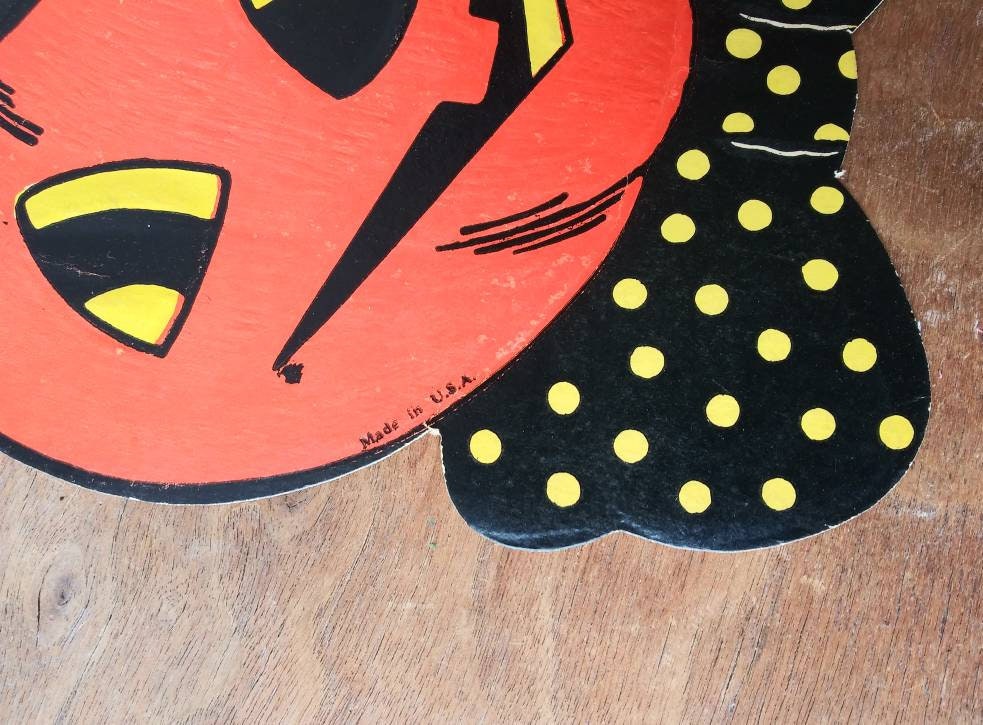 Vintage Halloween Jack O' Lantern Die Cut, Bowler Hat Decor, USA Made ...