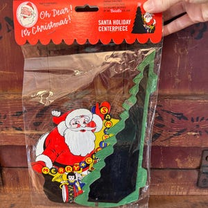 Centrotavola natalizio vintage Beistle Santa, riproduzione dell'albero a nido d'ape del 1941, centrotavola in tessuto artistico
