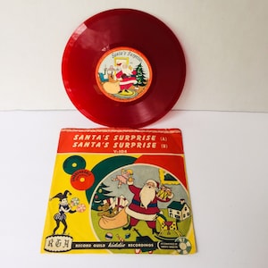 Vintage Record Red Vinyl SANTA&#39;S SURPRISE V-104 Red Record Guild Of America Recordings 6&quot; 78rpm